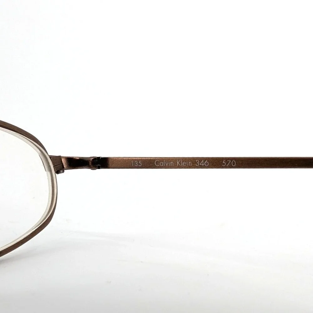 Calvin Klein‎ 346 Oval Metal Eyeglasses Bronze Y2K 90s Italian Made 46-21-135